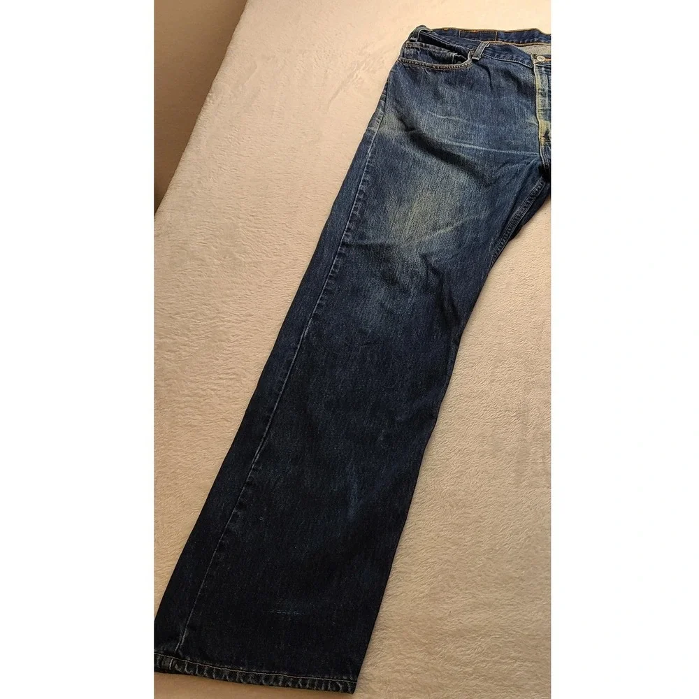 Levis 505 Regular Straight Leg Jeans Men's 40x32 Blue Indigo Denim Distressed
